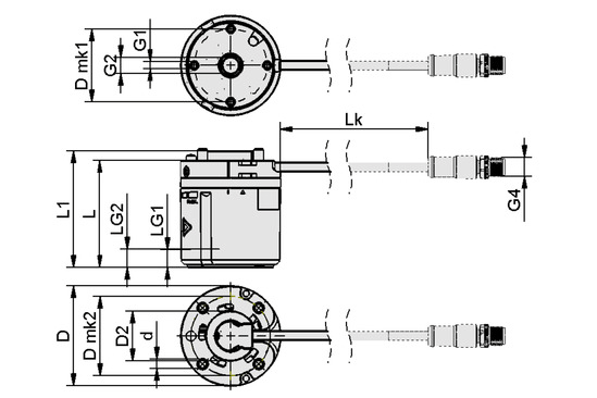 Dimensional drawing ECBPM M12-8